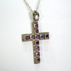 Antique Austro-Hungarian Amethyst Pearl Cross Pendant