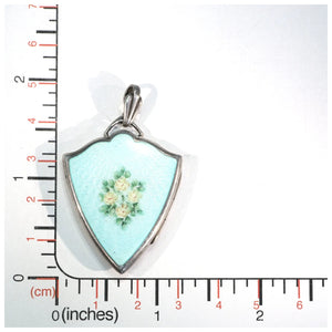 Antique Baby Blue Flowers Enamel Silver Locket