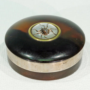 Antique Celluloid Pill Box Set with Essex Crystal Spider