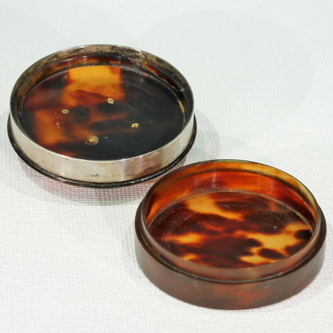 Antique Celluloid Pill Box Set with Essex Crystal Spider