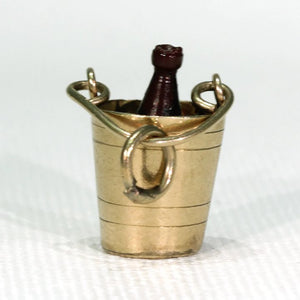 Antique Champagne in Bucket Gold Charm Pendant