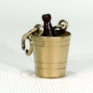 Antique Champagne in Bucket Gold Charm Pendant