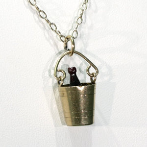 Antique Champagne in Bucket Gold Charm Pendant