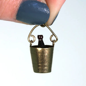 Antique Champagne in Bucket Gold Charm Pendant