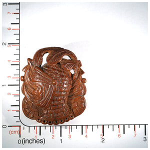 Antique Coquilla Nut Carved Brooch