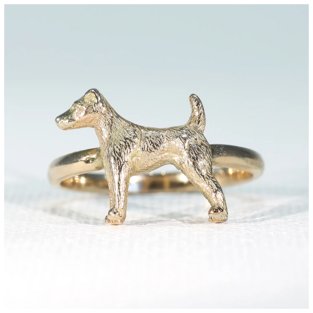 Antique Dog Figure Ring 15k Gold