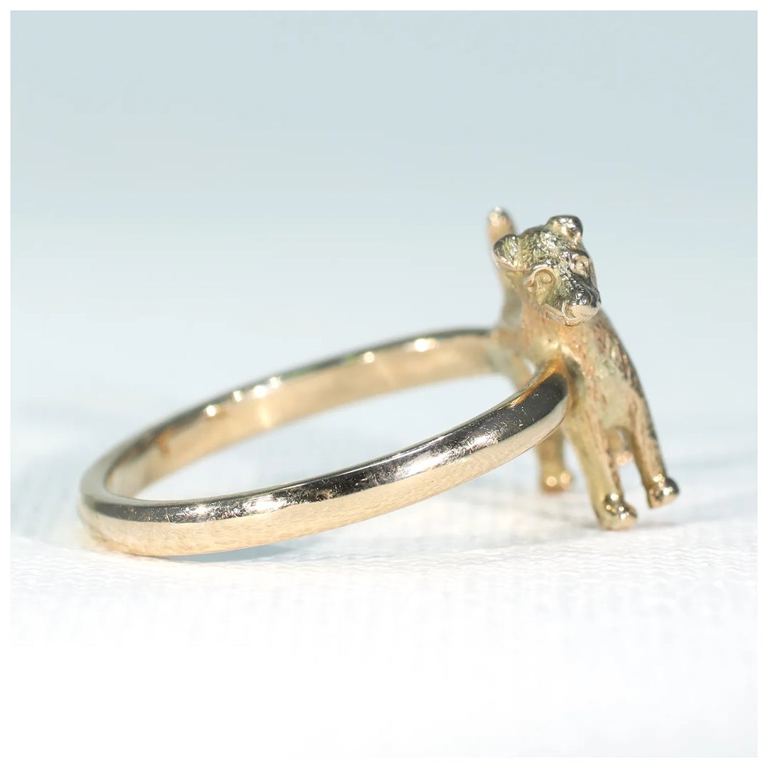Antique Dog Figure Ring 15k Gold