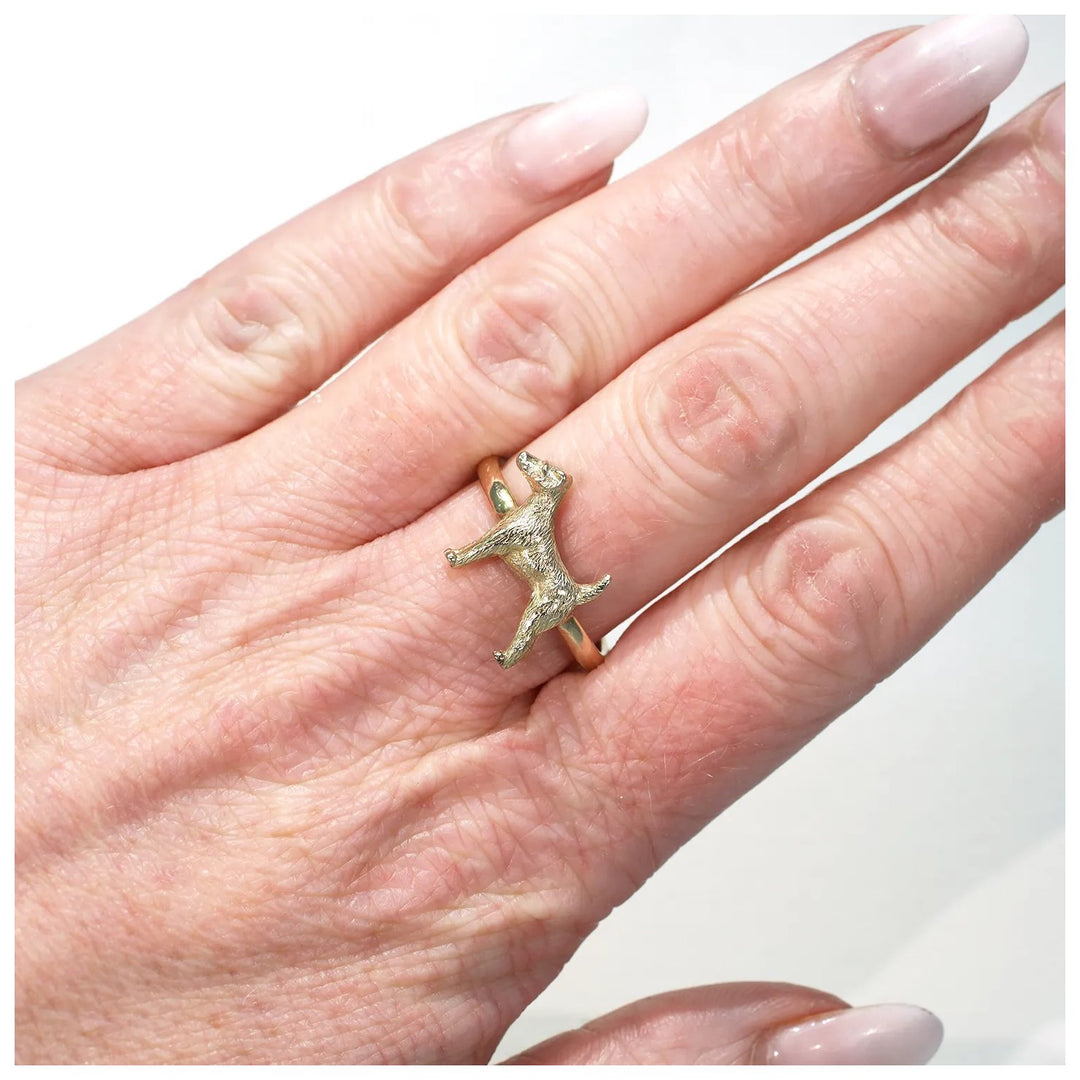 Antique Dog Figure Ring 15k Gold