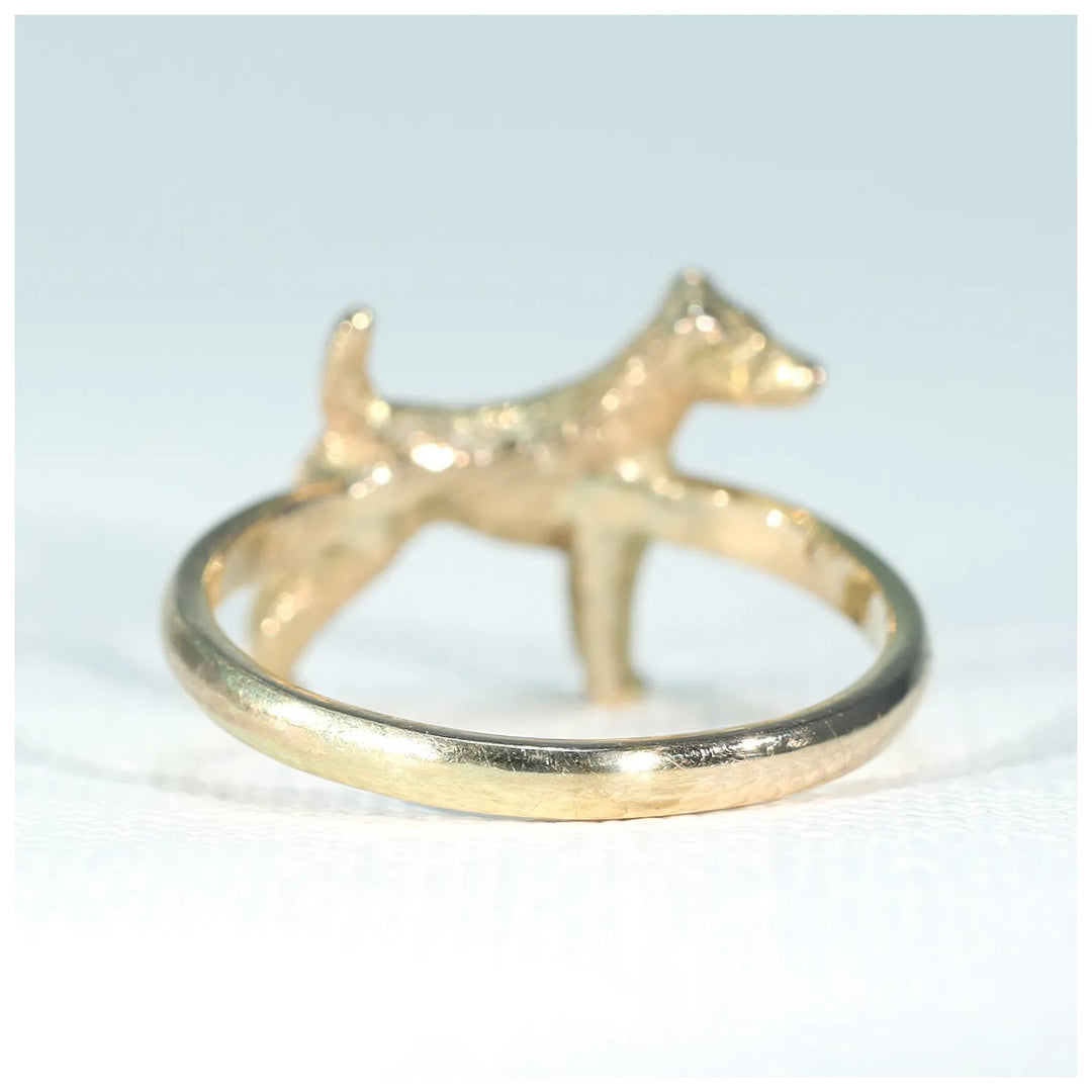 Antique Dog Figure Ring 15k Gold