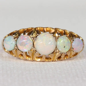 Antique Edwardian 5 Stone Opal Gold Ring