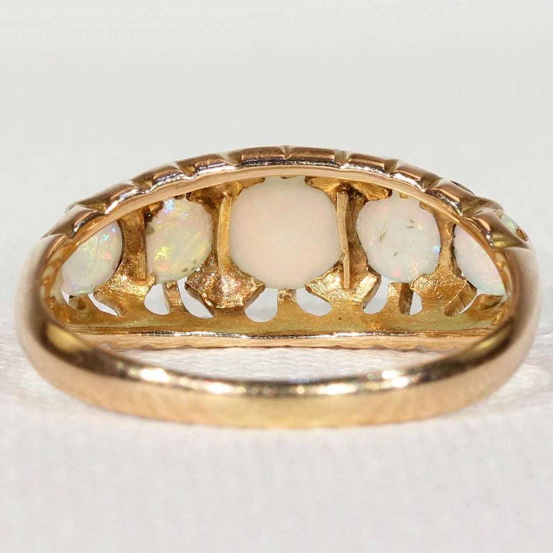 Antique Edwardian 5 Stone Opal Gold Ring