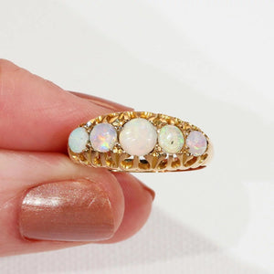 Antique Edwardian 5 Stone Opal Gold Ring