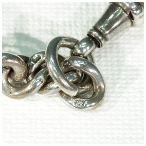 Antique Edwardian Double Albert Silver Watch Chain Necklace