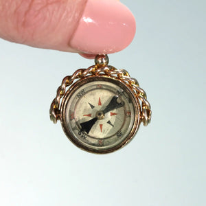 Antique Edwardian Gold Compass Fob Pendant