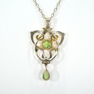 Antique Edwardian Large Peridot 15k Gold Pendant