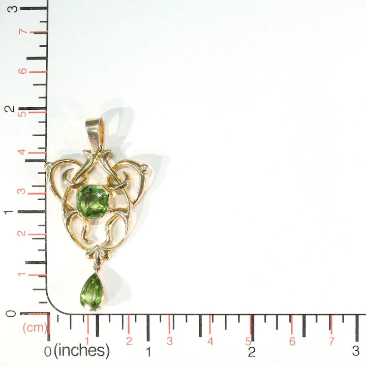 Antique Edwardian Large Peridot 15k Gold Pendant
