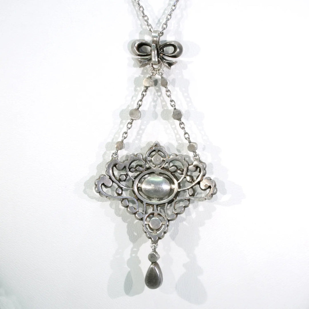 Antique Edwardian Silver Marcasite Amethyst Necklace