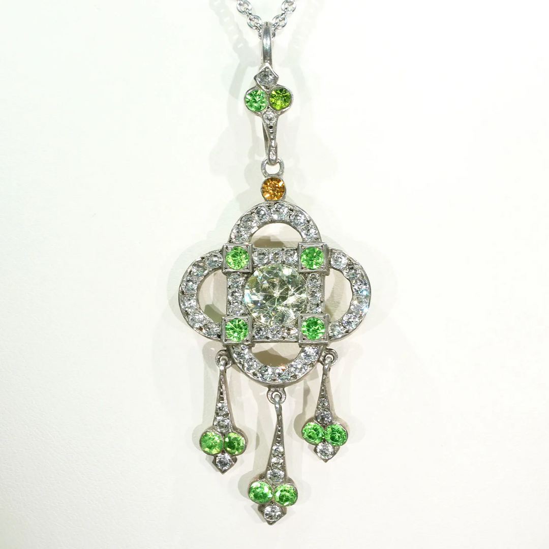 Antique Edwardian Silver Paste Pendant in Box