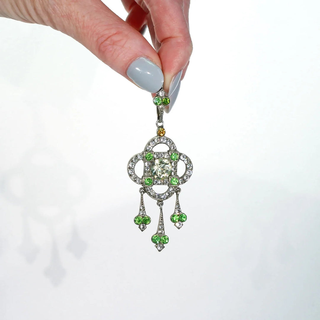 Antique Edwardian Silver Paste Pendant in Box