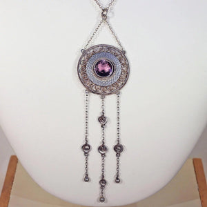 Antique Edwardian Theodor Fahrner Silver Amethyst Necklace