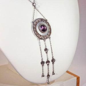 Antique Edwardian Theodor Fahrner Silver Amethyst Necklace