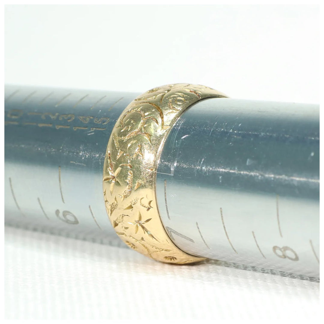 Antique Engraved 18k Gold Wedding Band Ring Hallmarked 1920
