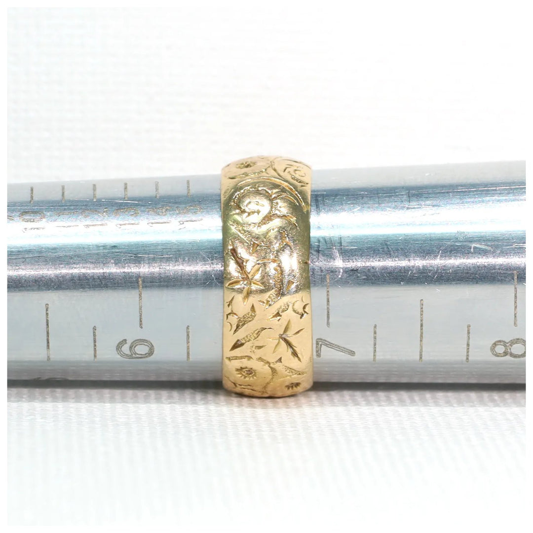 Antique Engraved 18k Gold Wedding Band Ring Hallmarked 1920