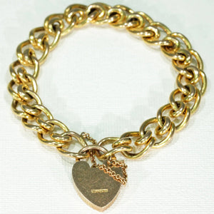 Antique Fancy Link Curb Style Bracelet Heart Lock