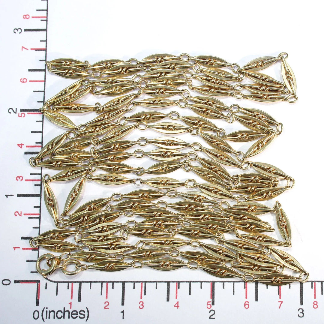 Antique French 60" Long Guard Chain Necklace in 18k Gold, c. 1900