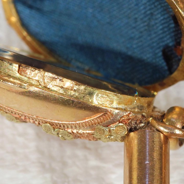 Antique French Gold Watch Chain Necklace Locket Tassel T-bar