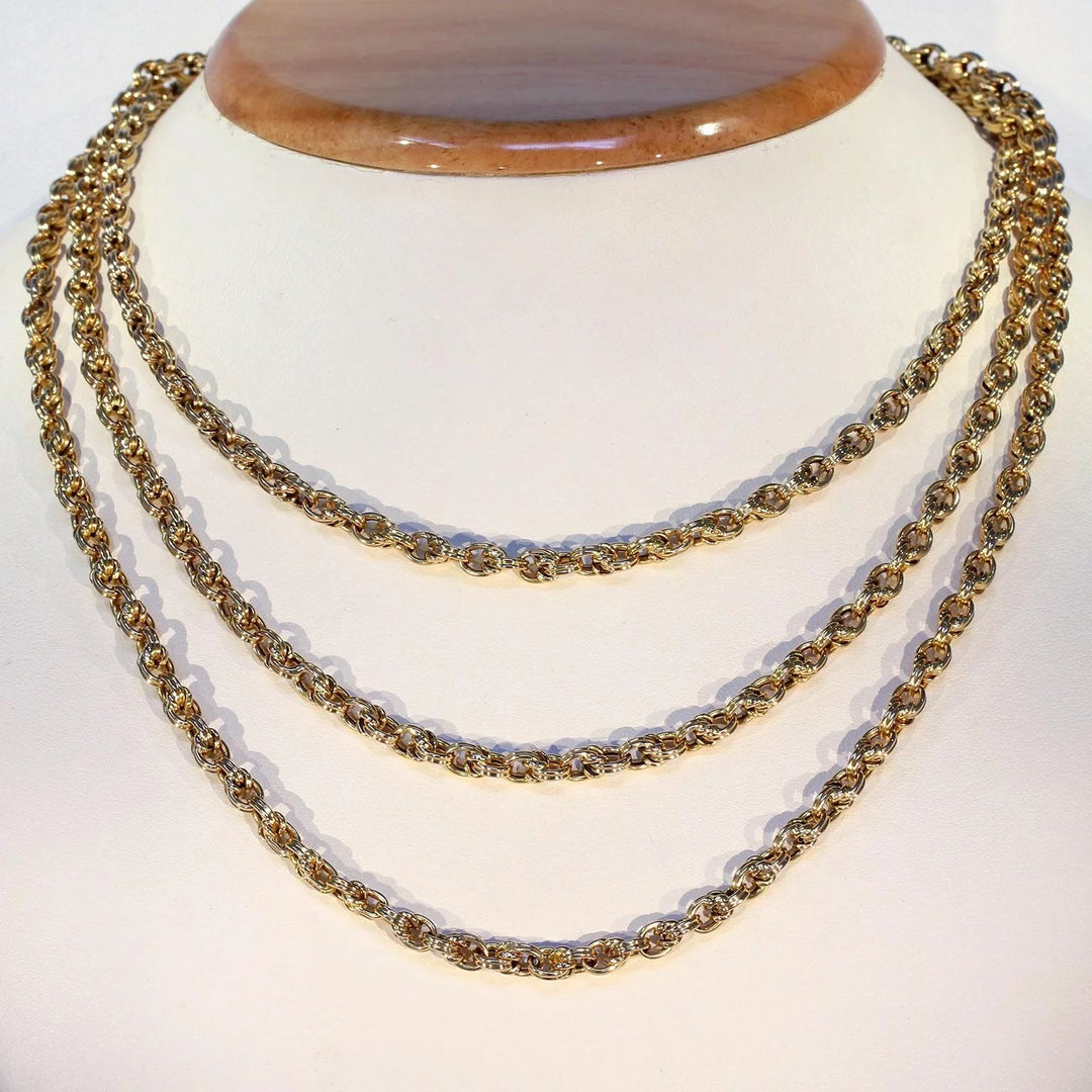 Antique French Long Guard Chain 52 inches 18k Gold