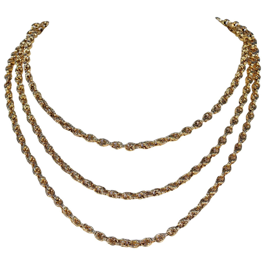 Antique French Long Guard Chain 52 inches 18k Gold