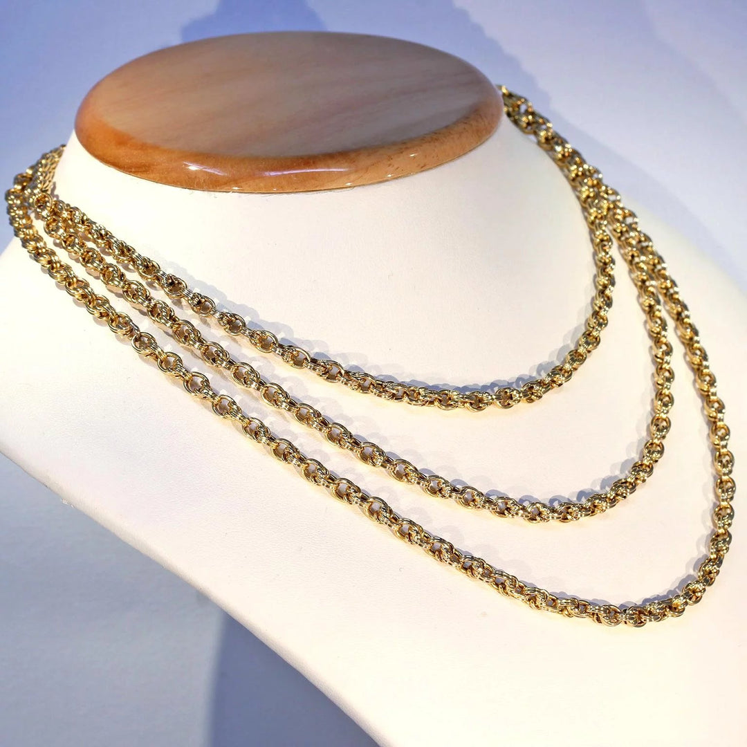 Antique French Long Guard Chain 52 inches 18k Gold