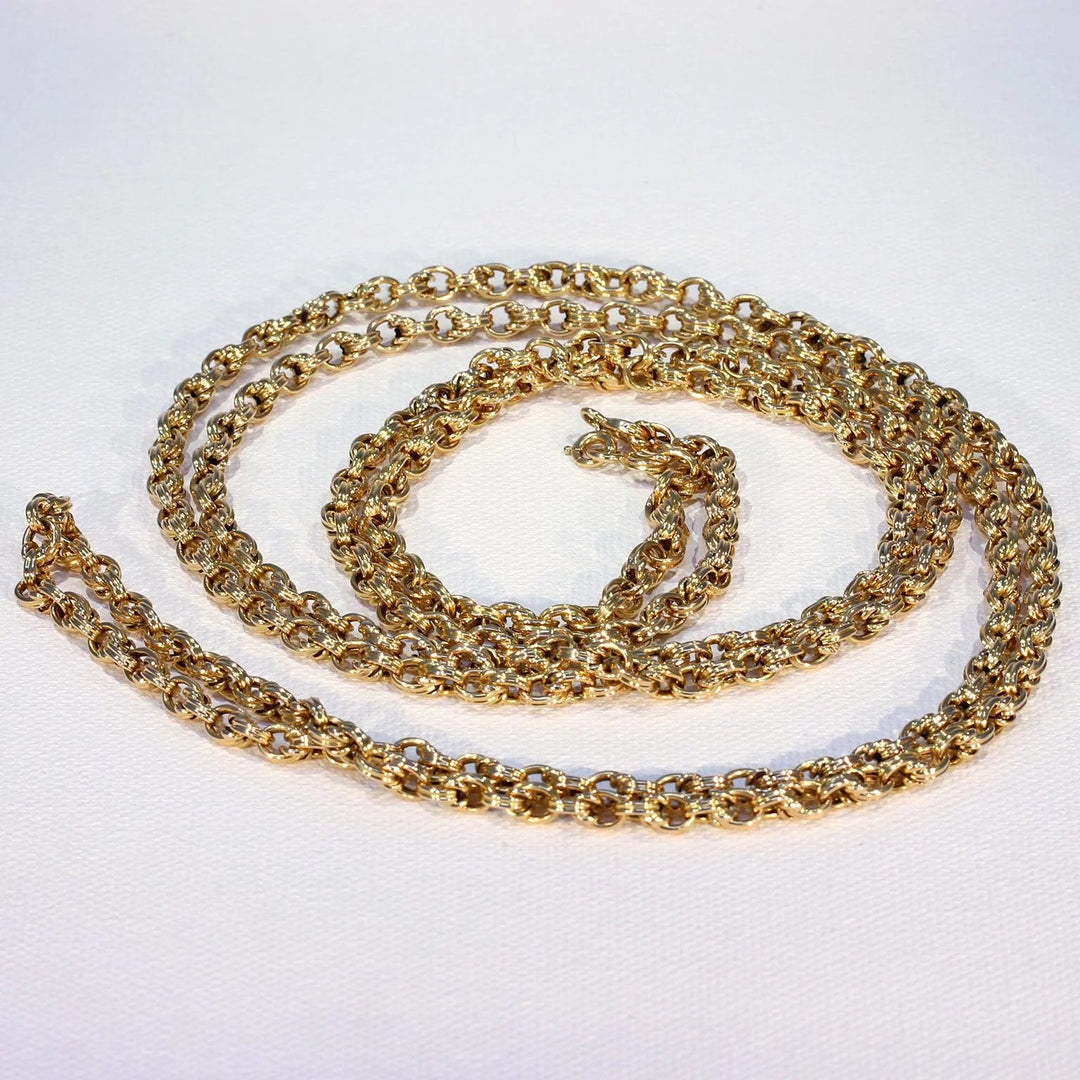 Antique French Long Guard Chain 52 inches 18k Gold