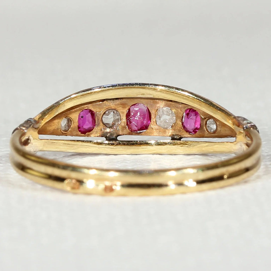 Antique French Ruby Diamond Ring 18k Gold Platinum