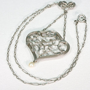 Antique French Silver Mistletoe Art Nouveau Necklace