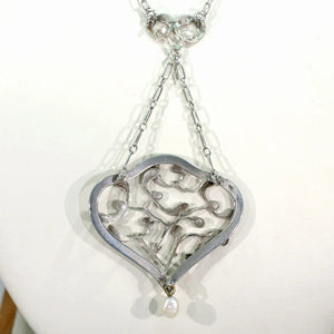 Antique French Silver Mistletoe Art Nouveau Necklace