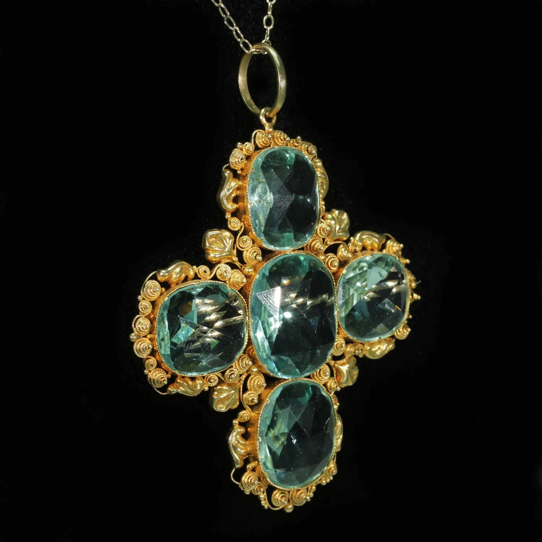 Antique Georgian Cross Paste Gold Pendant