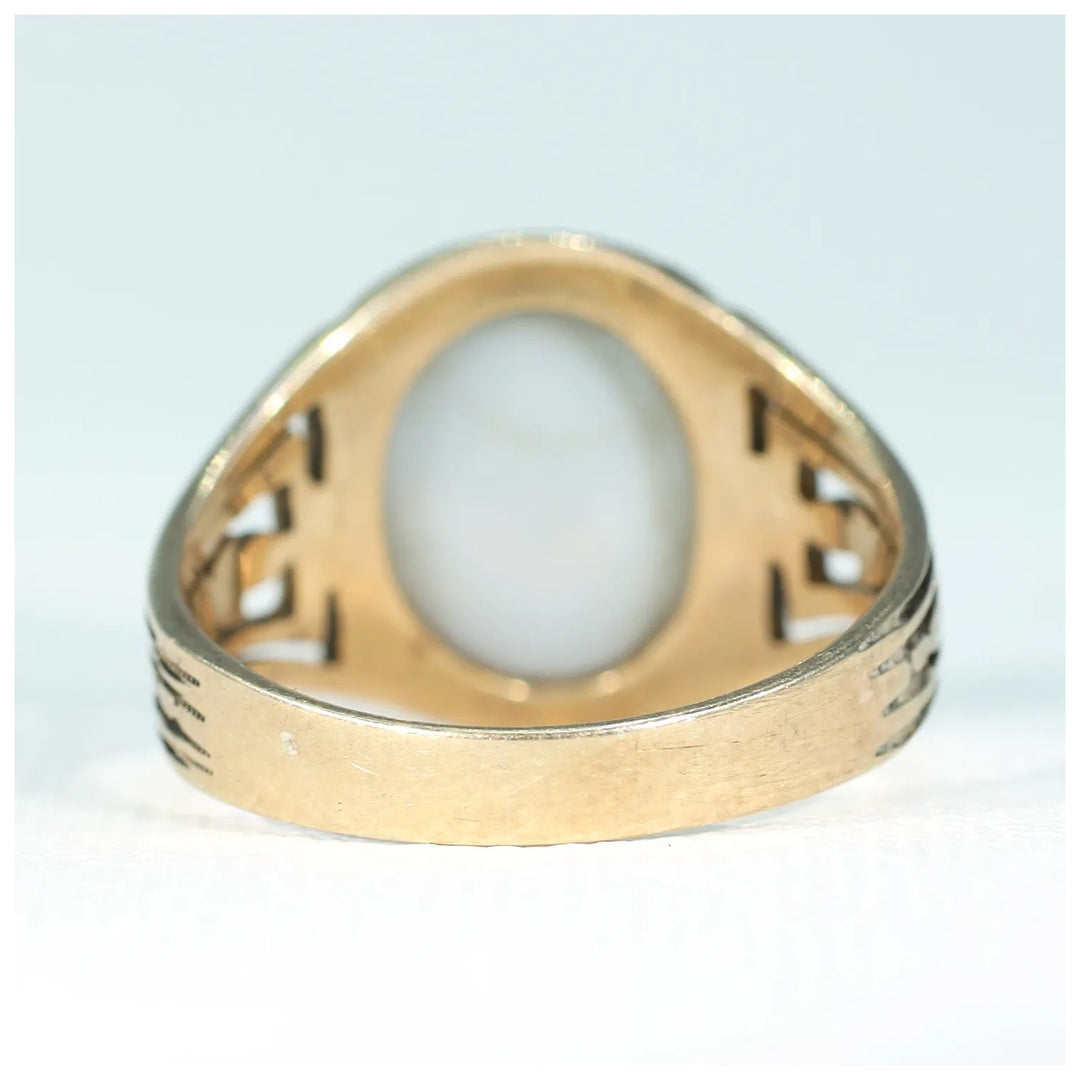 Antique Gold Sardonyx Carved Masonic Ring Intaglio
