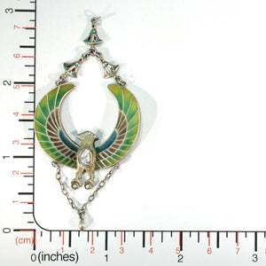 Antique Horus Plique-a-Jour Egyptian Revival Bird Pendant