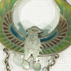 Antique Horus Plique-a-Jour Egyptian Revival Bird Pendant