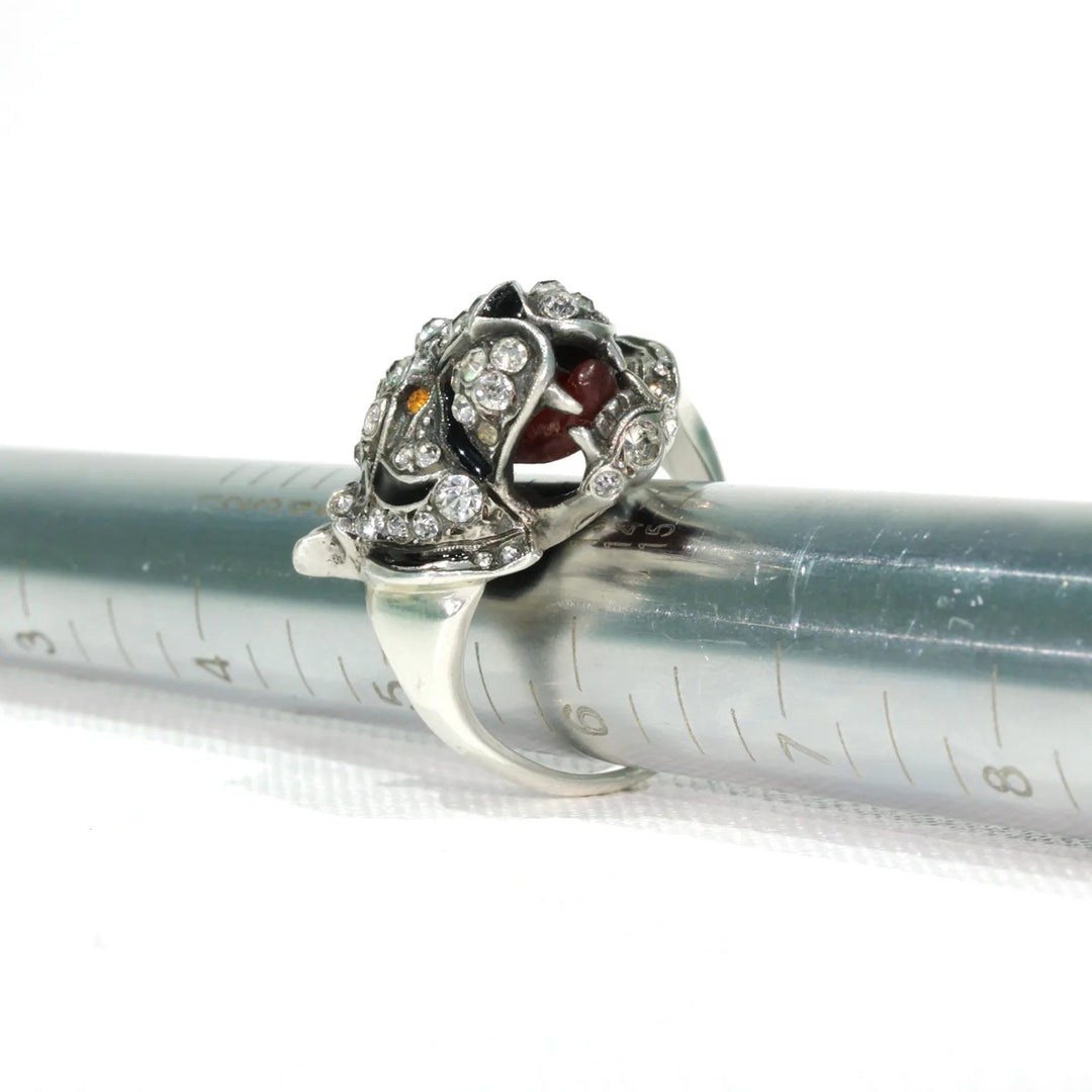 Antique Knoll & Pregizer Tiger Head Ring Paste EnamelAntique Knoll & Pregizer Tiger Head Ring Paste Enamel