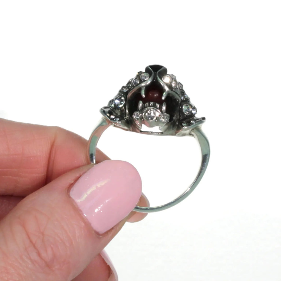 Antique Knoll & Pregizer Tiger Head Ring Paste Enamel