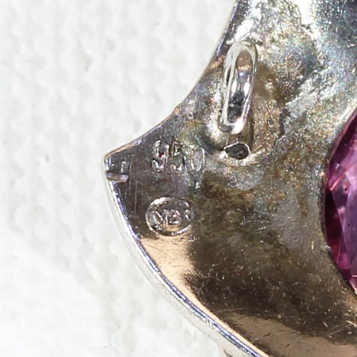 Antique Murrle Bennett & Company Amethyst Silver Brooch Pearl Drop
