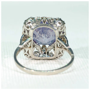 Antique Natural Color Change Sapphire Diamond Ring French Platinum