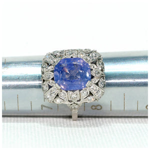 Antique Natural Color Change Sapphire Diamond Ring French Platinum