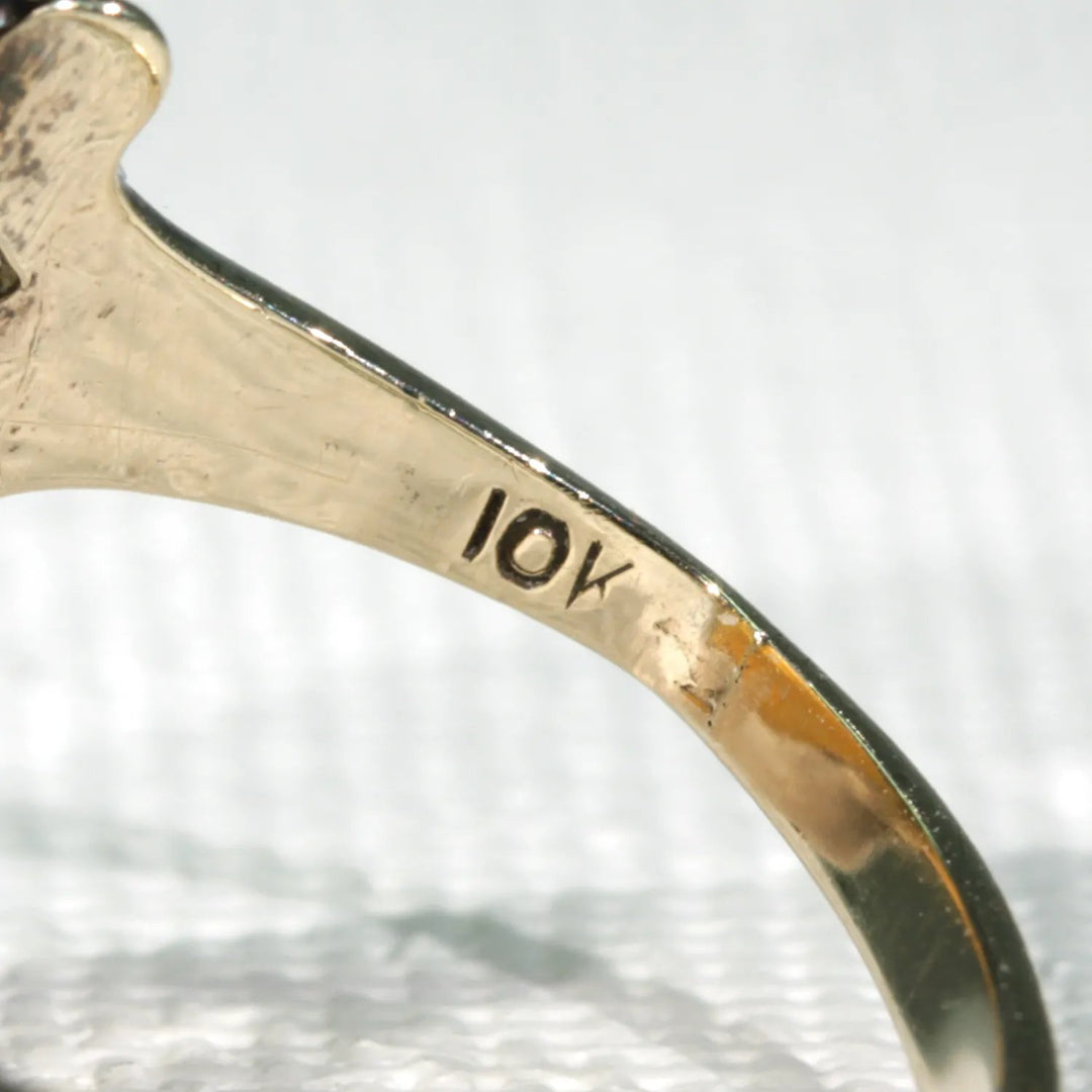 Antique Navette Gold Agate Ring