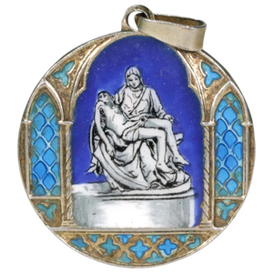 Antique Pietà Enamel Pendant Silver Roman