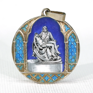 Antique Pietà Enamel Pendant Silver Roman