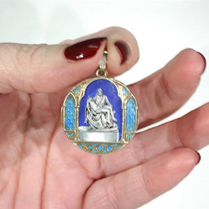 Antique Pietà Enamel Pendant Silver Roman